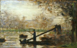 Fisherman In A Moored Boat — Georges Seurat