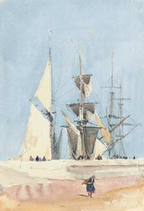 Sailing Vessels Preparing For Sea, Dieppe, France — David Cox