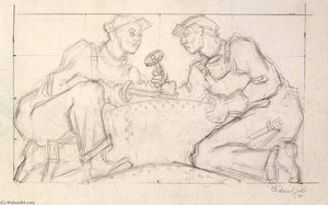 Welders (sketch For Relief Panel, U.s. Federal Trade Commission Building) — Chaim Gross