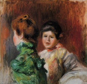 Study Two Women S Heads — Pierre-auguste Renoir, Impressionism