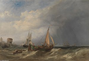 A Dutch Barge And Merchantmen Running Out Of Rotterdam — Clarkson Frederick Stanfield