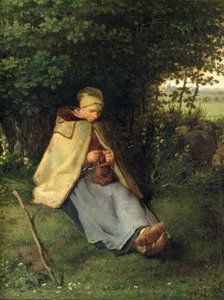 The Knitter, The Seated Shepherdess — Jean-françois Millet, Contemporary Realism
