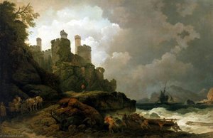 A Fishing Boat Brought Ashore Near Conway Castle — Philip James De Loutherbourg
