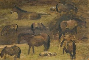 Studies Of Exmoor Ponies (verso) — Sir Alfred James Munnings