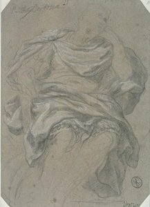 Man Draped Seated, Front View, Head Turned To The Right. August — Pietro Da Cortona