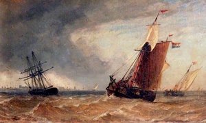 Dutch Shipping In Stormy Weather — Miles Edmund Cotman