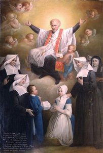 Les soeurs de la Charité en prières devant leur saint patron