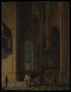 Interior Of A Gothic Church At Night — Peeter The Younger Neeffs, Baroque