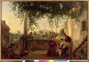 Terrace Of A House Near Naples With A View Of Mount Vesuvius — Carl Wilhelm Goetzloff