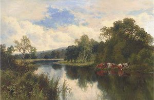 Cattle Watering On A Summer's — Henry Hillier Parker