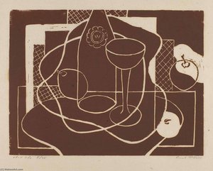 Bottle and Wine Glass (Titled Still Life)