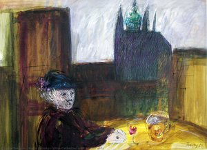 Vitus Cathedral With An Old Lady — Mária Bozóky