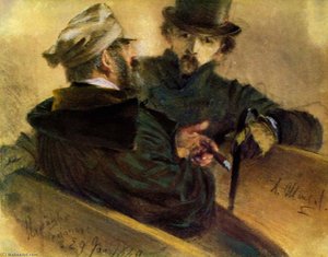 Two Discussing Voters — Adolph Von Menzel