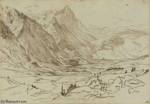 View Of Gründelwald, Switzerland — Edward Lear