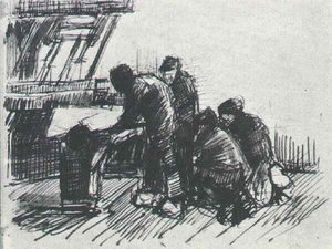 Weaver With Other Figures In Front Of Loom — Vincent Willem Van Gogh