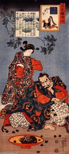 Taira Koremochi Spies The Reflection Of A Female Demon — Utagawa Kuniyoshi, Ukiyo-e