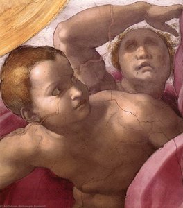 Creation Of The Sun, Moon, And Plants (detail) — Michelangelo Buonarroti, High Renaissance