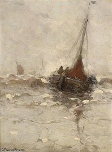 Een Grijze Dag — Gerhard Arij Ludwig Morgenstje Munthe, Marine Painting