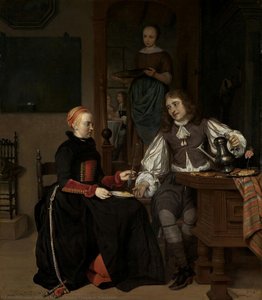 Young Couple At Breakfast — Gabriel Metsu, Dutch Golden Age