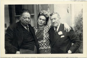 Photograph of Frida Kahlo and Diego Rivera with Chester Dale