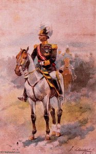 Equestrian Portrait Of General In Full Dress — Josep Cusachs I