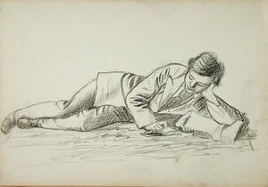 Reclining Man Reading — John Ottis Adams