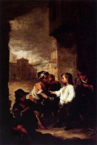 Santo Tomás De Villanueva Repartiendo Su Ropa — Bartolomé Esteban Murillo