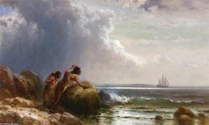 Watching Henry Hudson Enter New York Bay — Edward Moran