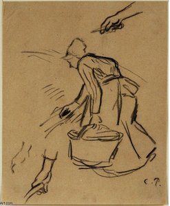 Woman Carrying A Basket — Camille Pissarro, Impressionist Landscape