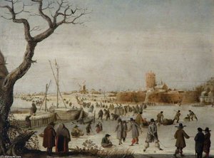Winter Landscape With Skaters On A River