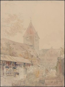 Market Booths With View Of The Schuldturm — Georg Friedrich Schmidt
