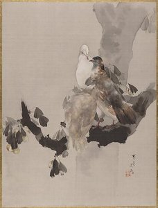 Pigeons In A Tree — Watanabe Seitei