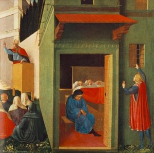 Story Of St Nicholas - Giving Dowry To Three Poor Girls — Fra Angelico, Early Renaissance