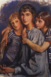 Self-portrait With Daughters — Zinaida Serebriakova