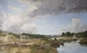 River Taw And The Railway, Bishop's Tawton, Near Barnstaple, Devon — Frederick Richard Lee