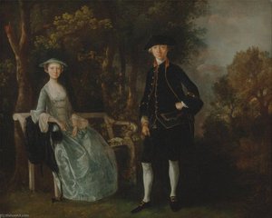 Lady Lloyd And Her Son, Richard Savage Lloyd, Of Hintlesham Hall, Suffolk — Thomas Gainsborough, Baroque Landscape Painting
