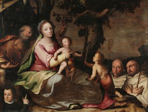 The Holy Family With Two Carthusian Saints And One Donor — Dirk Herndricksz, Baroque