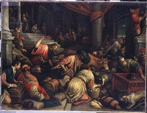 Jesus Chassant Les Marchands Du Temple — Leandro Bassano
