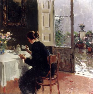 At the window
