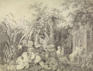 Herb Leaf With A Lyre Player At A Fountain — Carl Wilhelm Kolbe