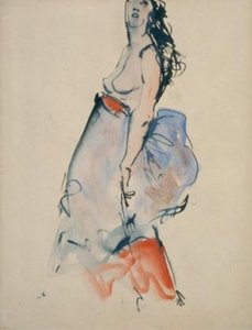 Nude Model With Blue And Red Skirt — Robert Henri
