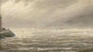 The Steamer Herzog Near Ijmuiden In Stormy Weather — Cornelis Christiaan Dommelshuizen