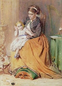 A Girl Sitting On Her Mother's — George Elgar Hicks