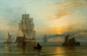 Shipping At Sunset — Henry Thomas Dawson