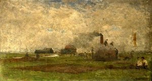 Digging And Drying Peat — Arthur George Bell, Impressionism