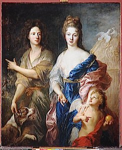 DOUBLE PORTRAIT ALLEGORIQUE LE JUGEMENT DE PARIS DIT AUTREFOIS MADEMOISELLE DE BLOIS ET LE COMTE DE TOULOUSE EN VERTUMNE ET POMONE