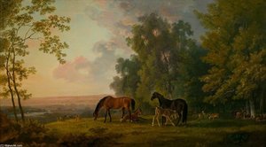 Landscape With Mares, Foals And Deer — George Barret The Elder