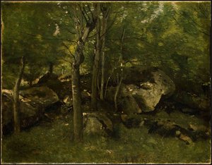 Rocks In The Forest Of Fontainebleau — Jean-baptiste-camille Corot, Romanticism