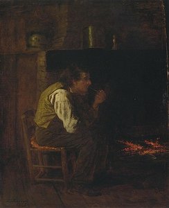 Maine Interior - Man With Pipe — Jonathan Eastman Johnson