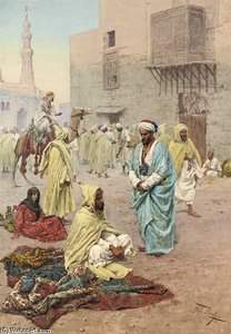 Pilgrims Outside A Mosque — Giulio Rosati